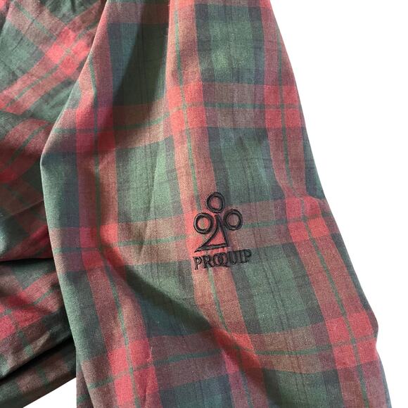 Vtg Y2K Red Green Tartan Plaid Pullover Windbreaker Sweatshirt Sz L Preppy - Picture 6 of 9